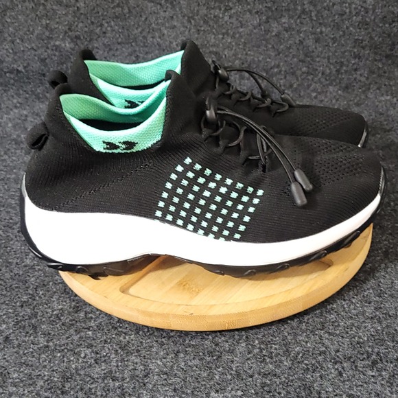 Orthoshoes Shoes - Orthoshoes Walking Sneakers Womens 9/EU 40 Black Mint Green Knit Toggle Slip On